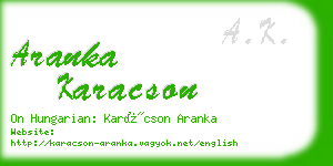 aranka karacson business card
